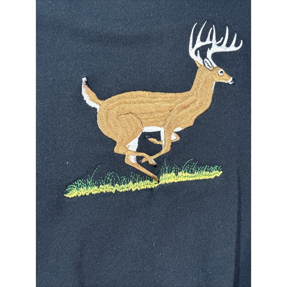 Vintage 90's Sweatshirt Deer Buck Embroidered Nature Size-XL USA Nature Hunting